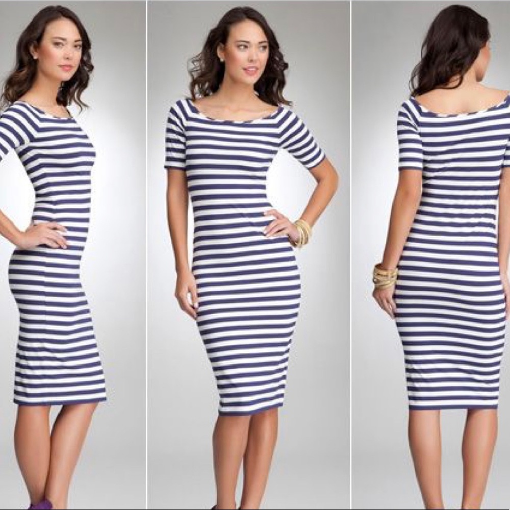 LAST CHANCE Bebe Lara Nautical Striped Midi Dress